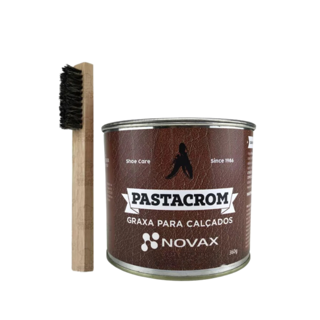 Graxa P/ Sapato E Calçados De Couro Profissional Novax 360gr + Escova Aplicação
