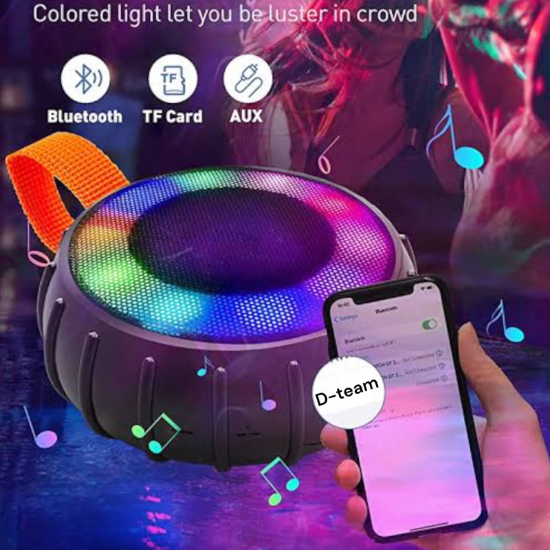 Caixa De Som Com Luz De Led Portátil Bluetooth Aprova D'água Al-958 Altomex - Pronta Entrega