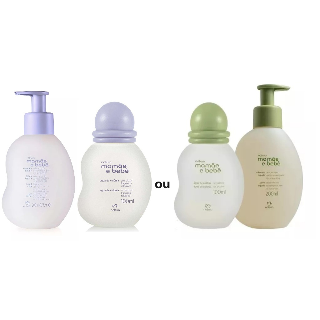 Natura Mamãe e Bebê tradicional ou Relaxante Colônia e Sabonete Liquido