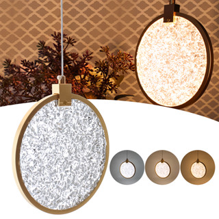 Luminária Pendente Disco Cristal 3 Cores Dourado Pd1106