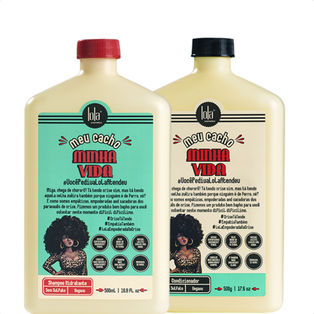 Kit Meu Cacho Minha Vida 2 Itens: Shampoo e Condicionador 500ml   Lola Cosmetics