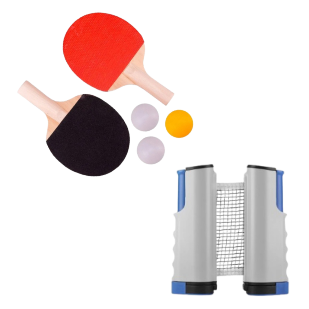 Kit Ping Pong Tenis De Mesa Raquetes + Rede Retratil - Sports & Outdoors