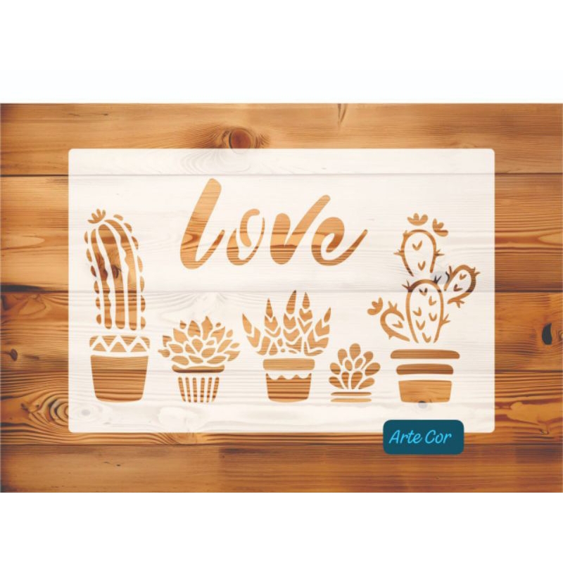 Estencil Pintura / Cactos Suculentas / 20 x 30 cm / n. 267 em Oferta na Shopee