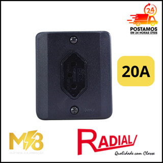 Tomada Simples 20A Sistema X Caixa Sobrepor Externo PT