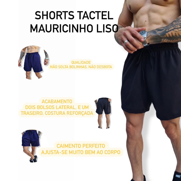 Bermuda Masculina Mauricinho Tactel c/ Elastano Confortável Praia Academia Corrida