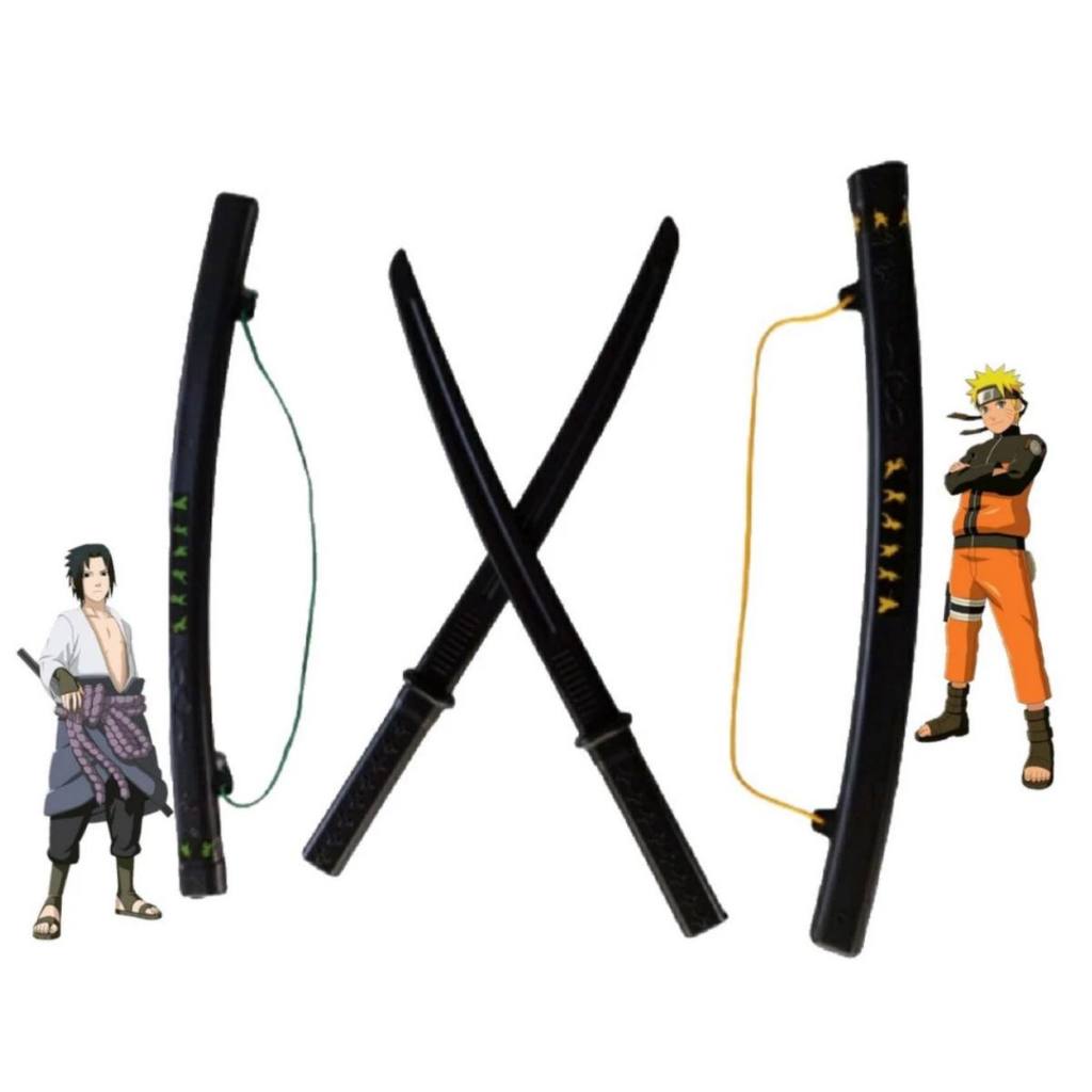 Espada De Brinquedo Samurai Com Bainha Kit 2 Unidades Naruto Sasuke