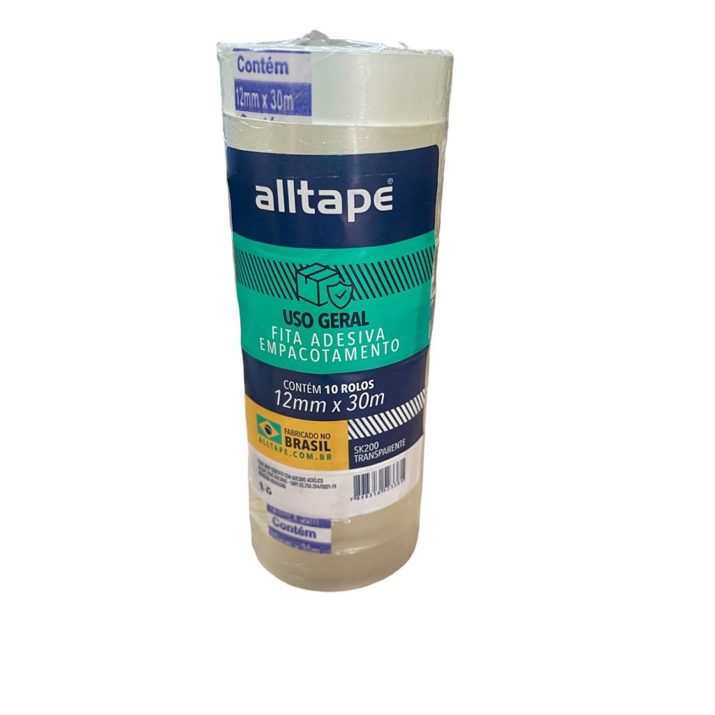 Kit 10 fitas adesivas durex mini 12 largura x 30 metros transparente rolo pequeno durex 12mm x 30m