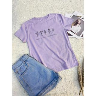 Camiseta blusa T-Shirt Feminina Algodão Gola Careca simples 100% algodão Moda casual padrão de grama