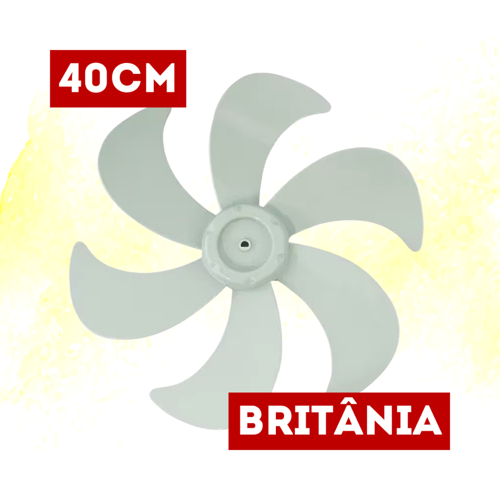 Hélice 40CM 6 Pás Ventilador Britânia Mega Turbo - Rebaixo Meia Lua