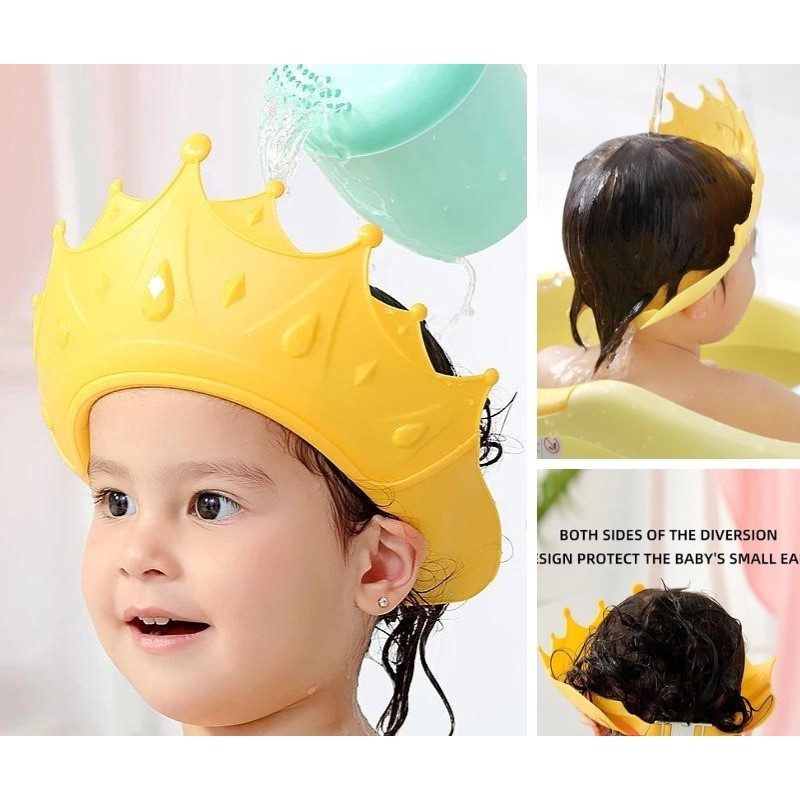 Chapéu Coroa Para Banho Bebê Protetor Para Olhos - Ouvidos
