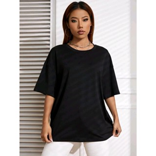 Oversized camiseta feminina ombro caído ocasional 100% algodão liso