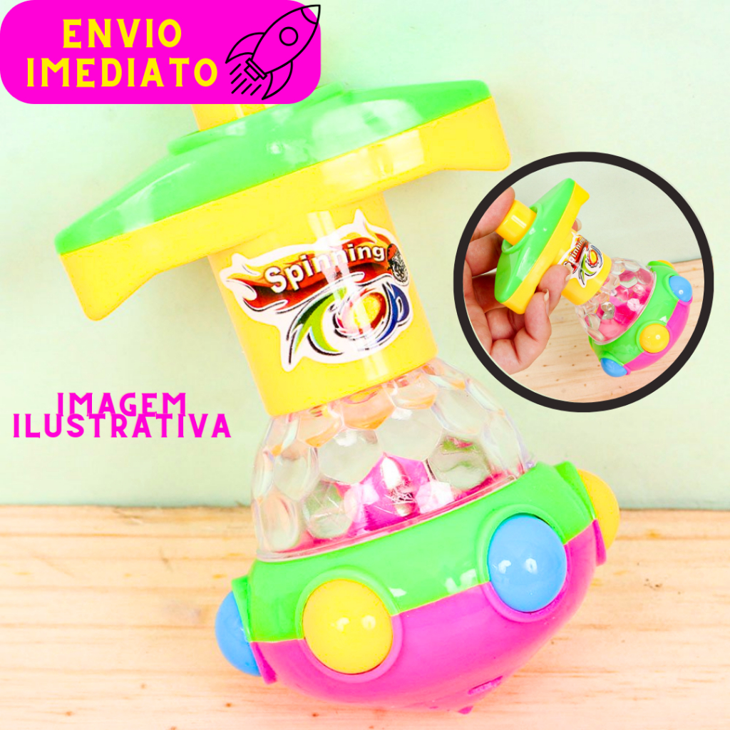 Kit 11 Pião Luminoso Com Lançador Automático Pião Com Luz  Brinquedo Infantil Para Meninos E Meninas