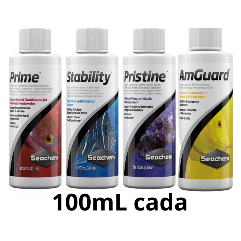 Kit Seachem - Stability + Prime + Pristine + AmGuard - 100mL cada