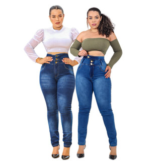 Kit 02 Calça Jeans Skinny Cintura Super Alta Levanta Bumbum 02