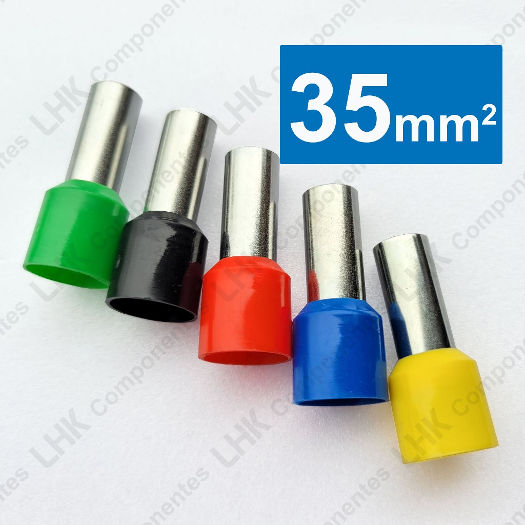 Terminal ilhós tubular 35mm isolado E35-18 em Oferta na Shopee