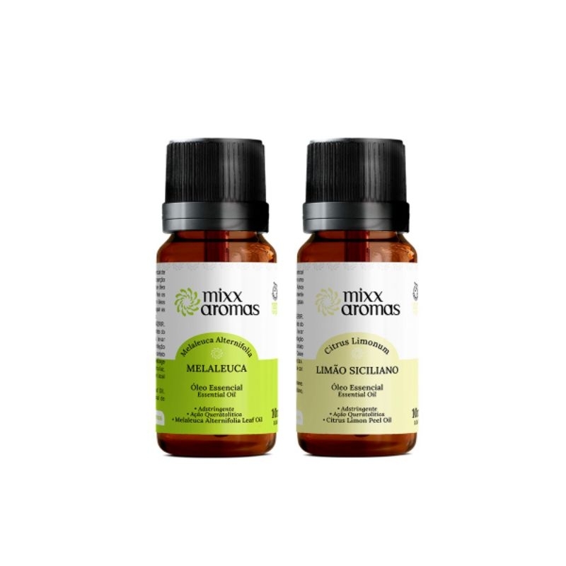 Kit 2 oleo essencial melaleuca e limão siciliano 10ml mixx aromas melaleuca australiana
