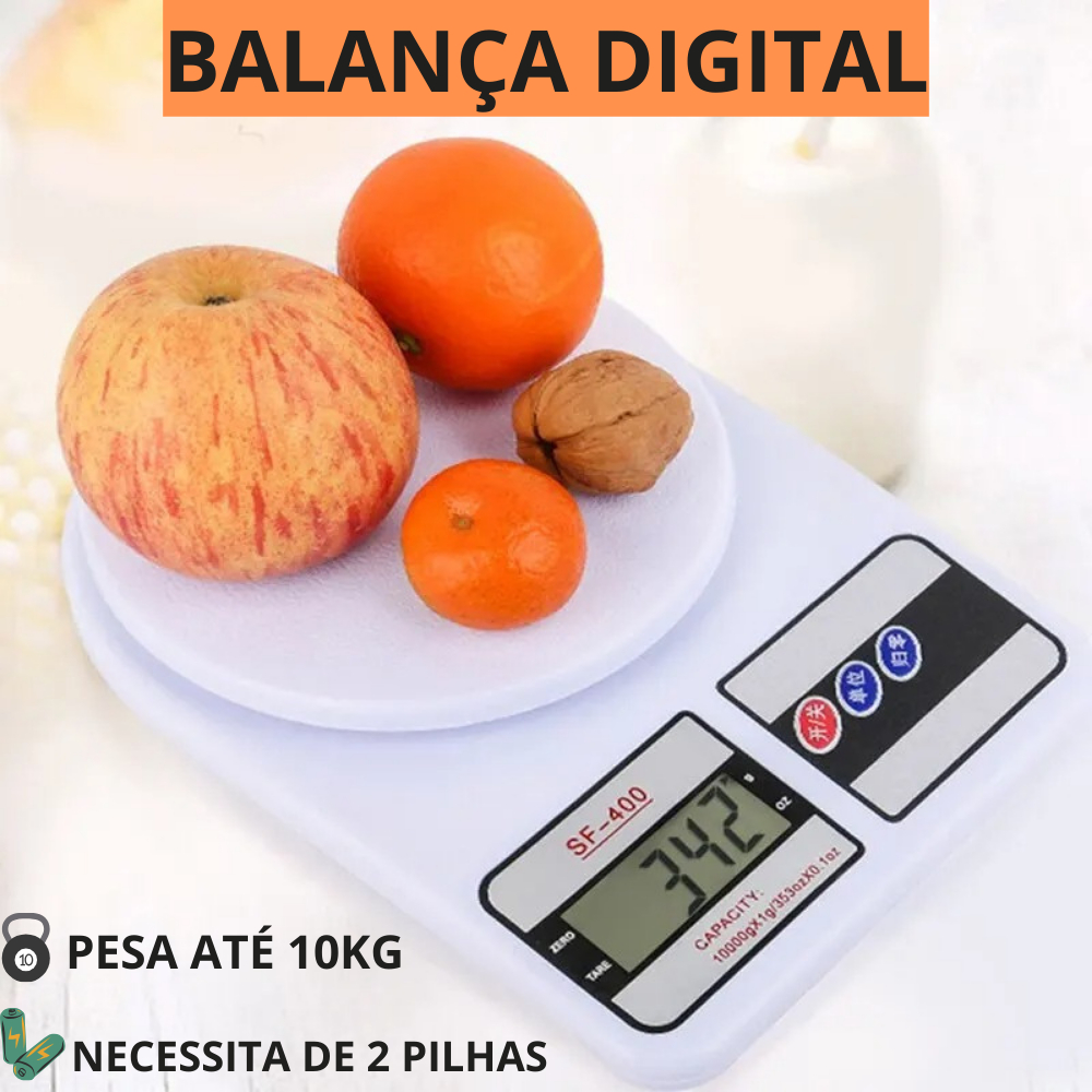 Balança de Alimentos Digital de Cozinha Confeitaria Fitness Academia Pesar Comida Até 10 kg Dieta Nutrição