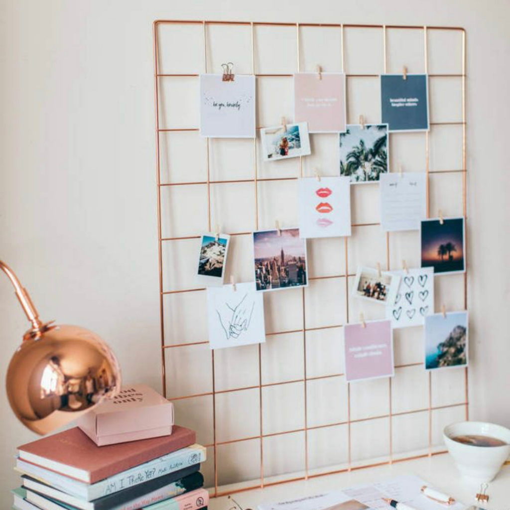 Memory Board Rose Gold Grade Painel De Foto Parede Mais Prendedor E Clip Adesivo