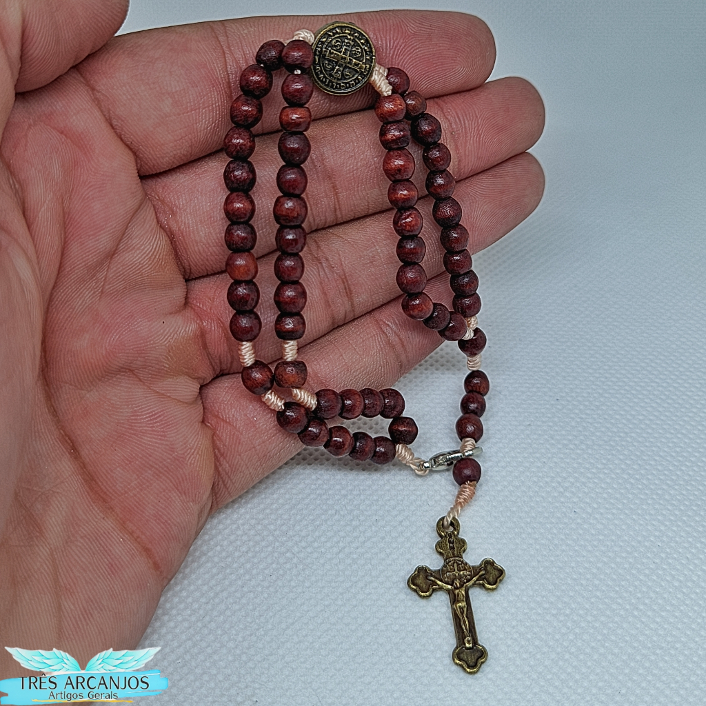 Terço De Pulso São Bento Bronze Pulseira Religiosa Unissex em Oferta na Shopee