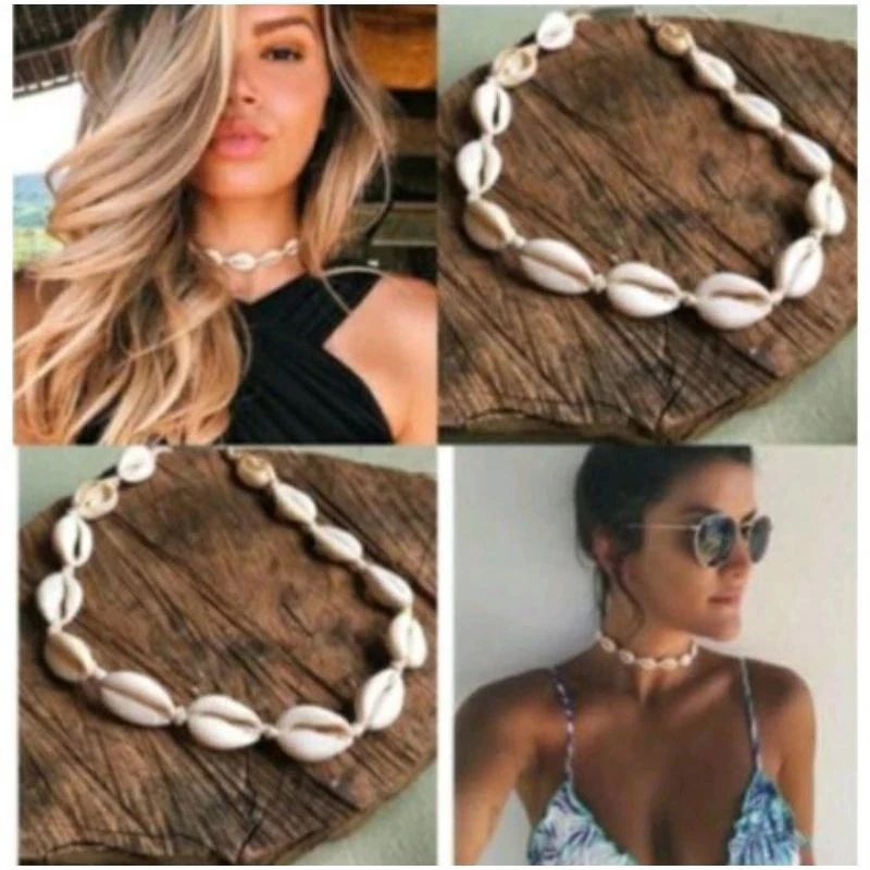 Kit 10 Colar Búzios Conchinhas Gargantilha Concha Choker Feminino Tendência Verão