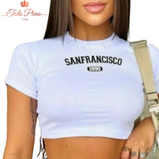 Cropped Croped Canelado Brooklyn Sanfransciso Sem bojo Boa qualidade Moda Blogueira