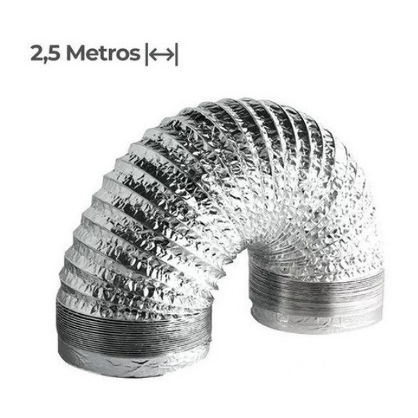 Duto Aluminizado Flexível 161mm 6 Pol Exaustor Coifa - 2,5 Mts