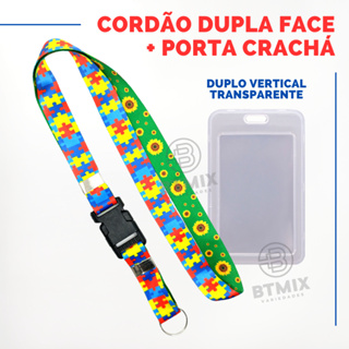 Kit Cordão Dupla Face Autismo Girassol Autismo Autista com Porta Cartão Transparente Dupla Face Vertical em Oferta na Shopee