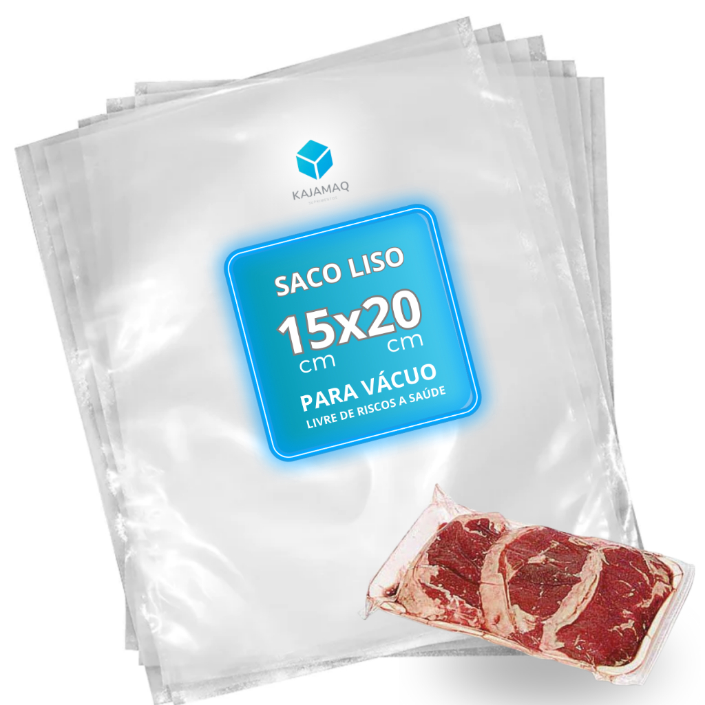 Embalagem a Vácuo Lisa BPA Free 100 unid. 10x15, 15x20, 20x25, 20x30 + Saco S...
