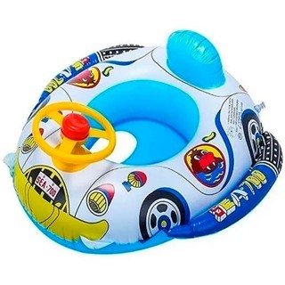 Boia Fralda Bote Infantil Inflável Carro Com Volante Buzina Piscina