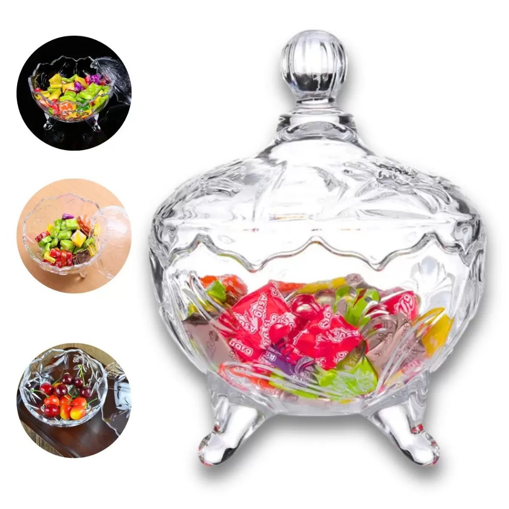 Bomboniere Baleiro De Vidro Grande Centro De Mesa Com Tampa Florence 14 cm