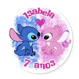 Adesivos personalizados Stitch e Angel com nome e idade 60 unidades