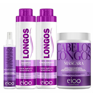 Kit Eico Cabelos Longos Shampoo e Condicionador 800ml + Máscara Hidratação1kg + Finalizador Proteção Térmica 120ml