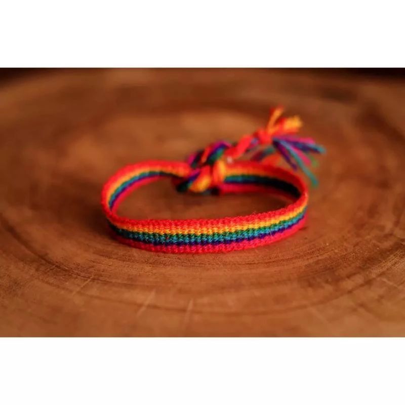 Pulseira Hippie Arco-íris De Lã Tornozeleira LGBT Orgulho Respeito Colorida 1 Unidade