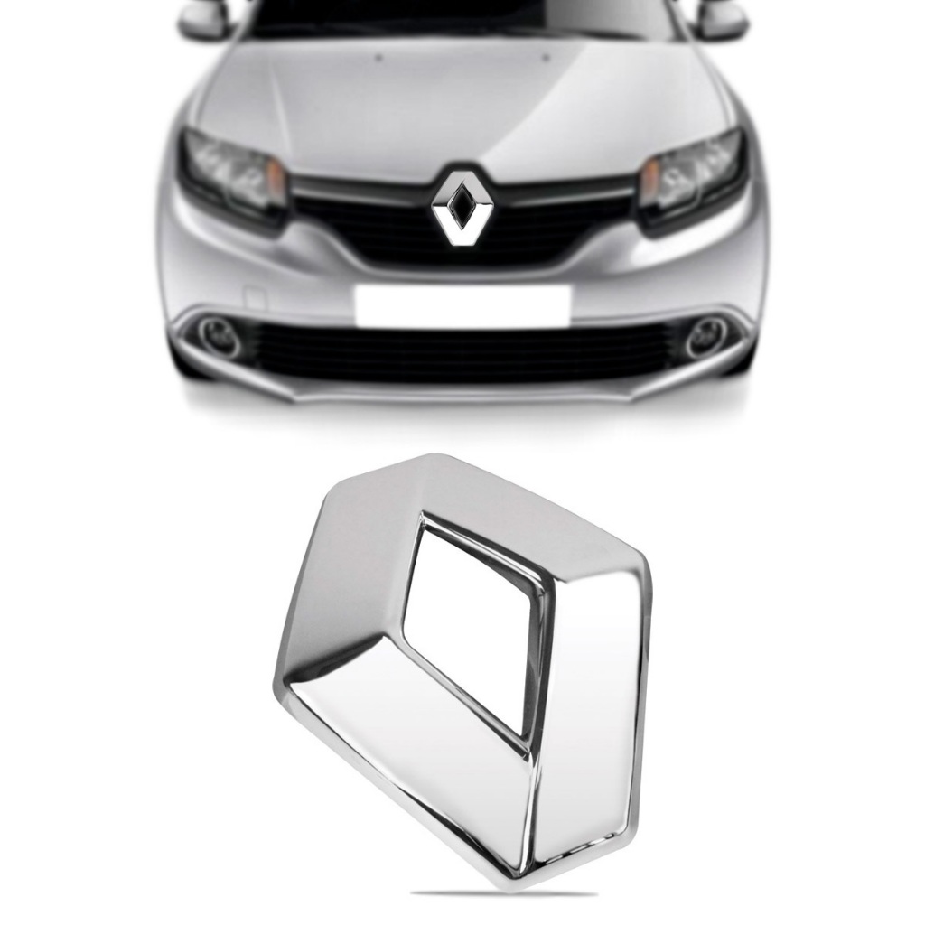 Emblema dianteiro grade Renault Logan Renault Sandero 2014 2015 2016 2017 2018 2019 - Simbolo Cromado