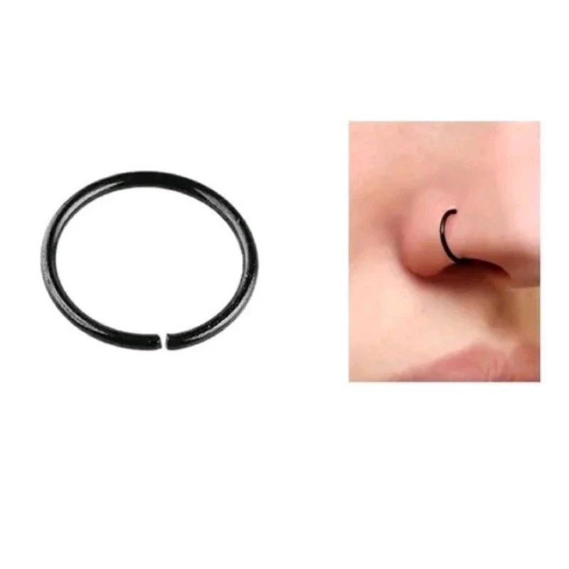 Piercing de Nariz Argolinha Preta Silicone 8mm Masculino Feminino 1 unidade