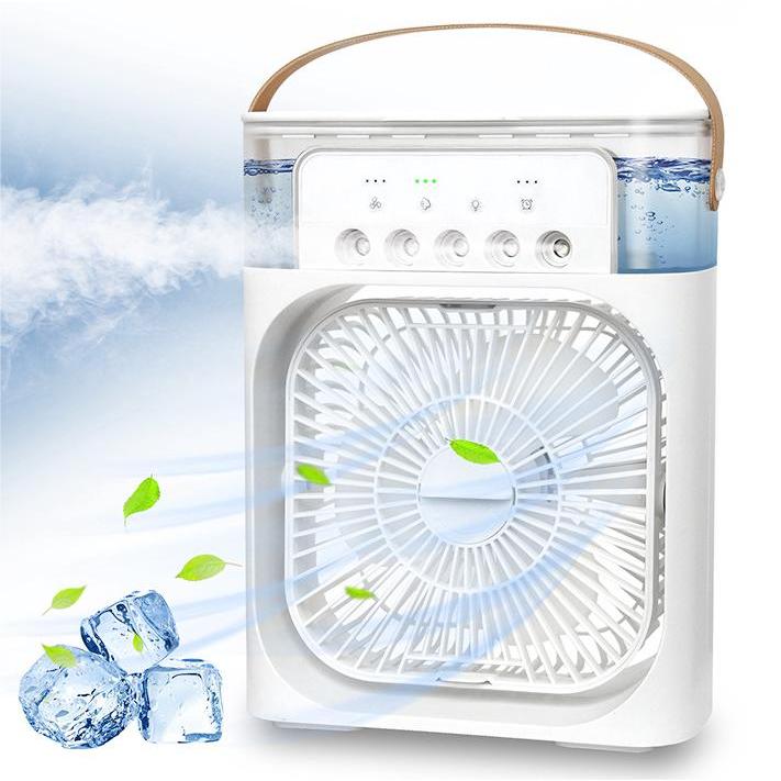 Refrigerador De Ar Ventilador Umidificador Portátil Com Led Reservatório De Água Led Usb