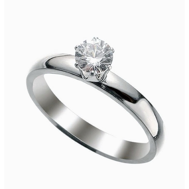 Anel Feminino Solitario Delicado Minimalista de Noivado/Solitário Cravejado Prata 925 Com Pedra De Diamante Zircônia