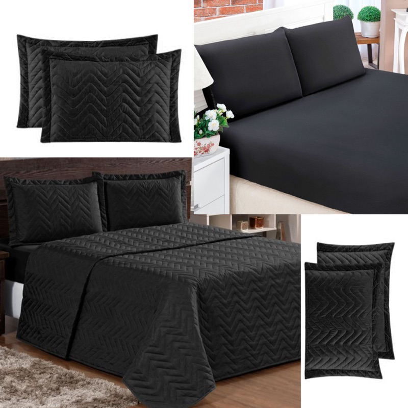 Kit  Quarto 6 Peça - Cobre leito Império + lençol micropercal +2 fronhas + 2 Porta travesseiro , Jogo de cama , Kit Completo