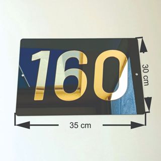 Numero Para Casas, Placa Em Acrílico Preto e Dourado espelhado, Personalizado tamanho 35x30cm em Oferta na Shopee