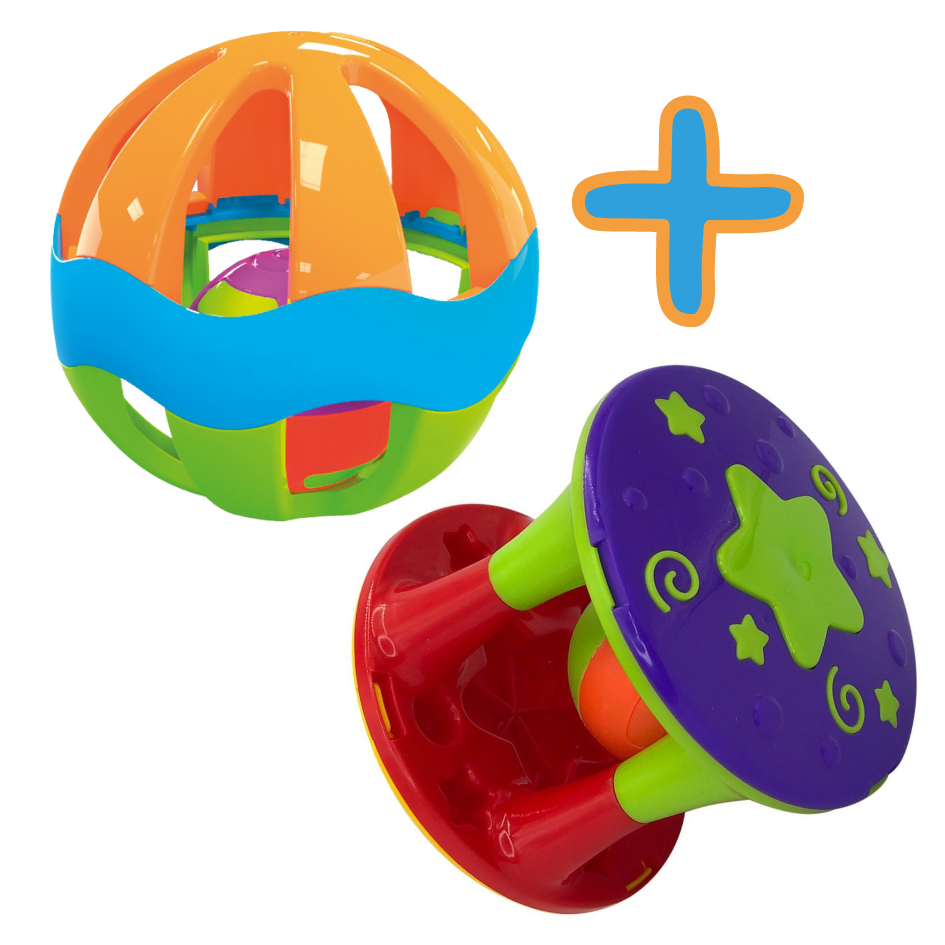 Bolinha Chocalho Didática Educativa para Bebe Colorida + Torre Chocalho com Bolinha para Criança Infantil Pedagógica coordenação motora- Jp Brink