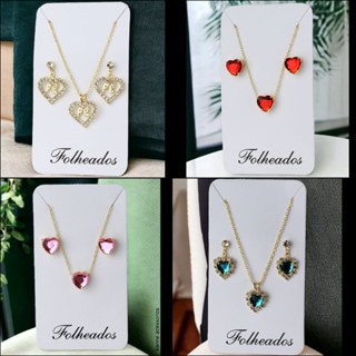 kit Colar e Brincos femininos Folheados 18k com duas camadas de verniz cod 480