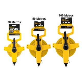Trena de fibra longa caixa aberta com 30m 50m 100m Profissional - Vonder