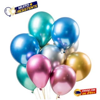 Balão Bexiga  Polegadas 5,9,16  Metalizado Alumínio Platino Cromado Para Festas e Comemorações em Oferta na Shopee