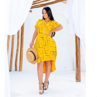 Vestido Mullet Manga Curta Gola V Moda Feminina Saruel Max