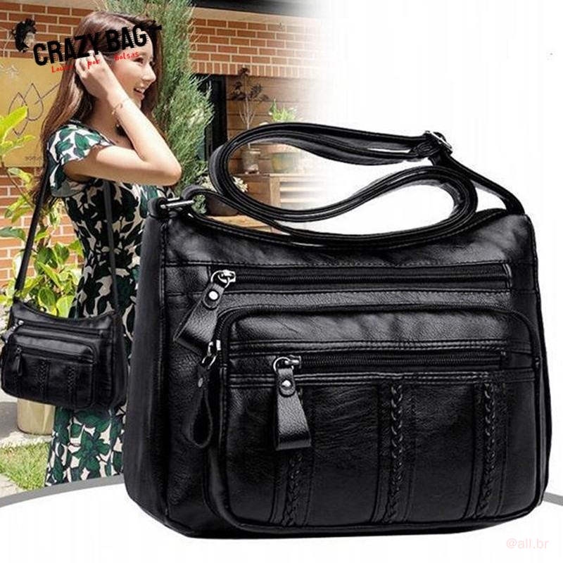Crazy Bag Bolsa Transversal Feminina casual Média Com Alça em Oferta na Shopee