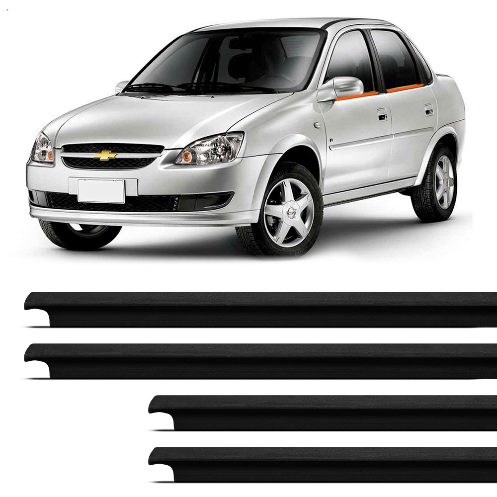 Kit 4 Pestanas vedação vidro Externas Corsa Hatch Sedan 1997 a 2011 4 Portas