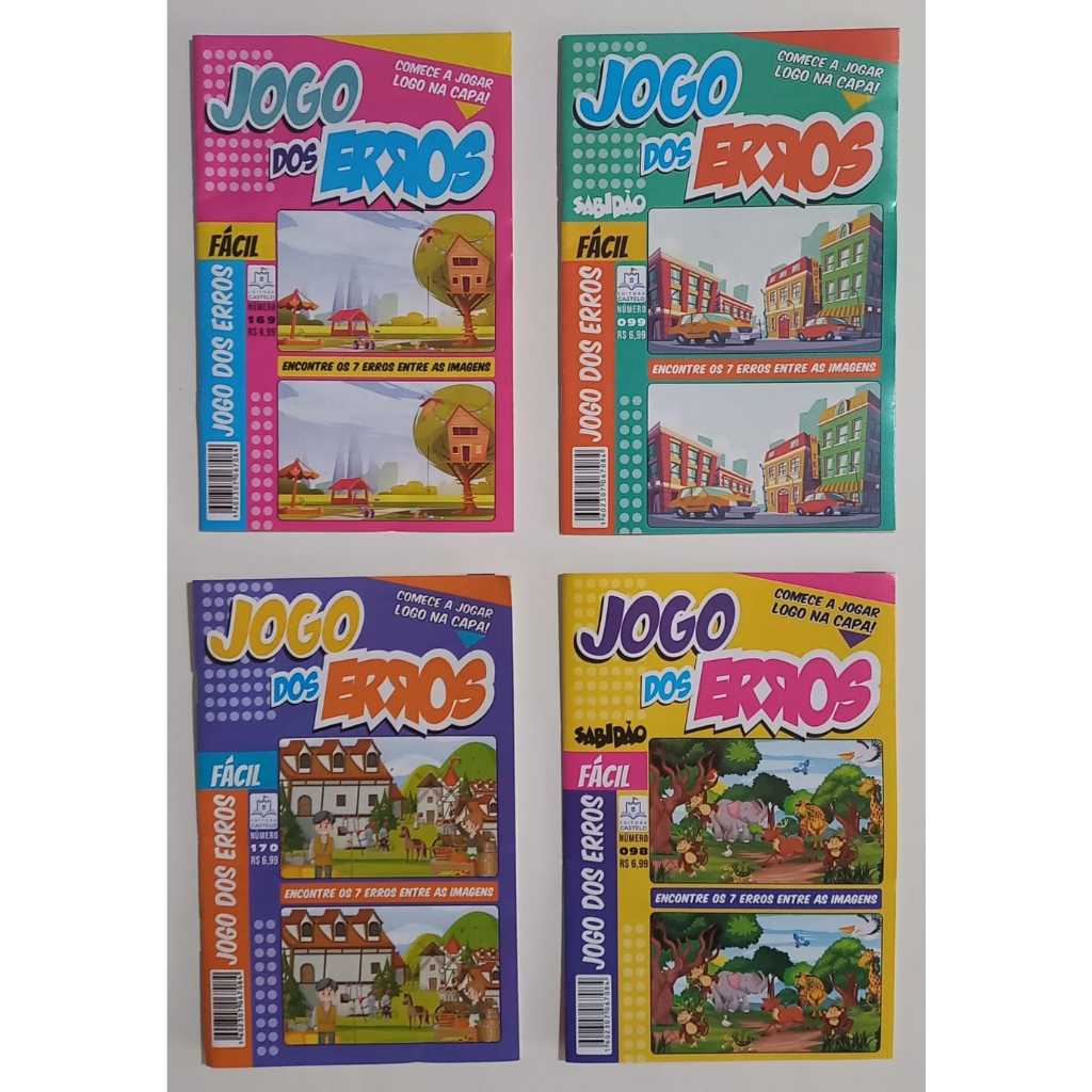Kit 4 Revistas JOGO DOS ERROS sem Repetição Passatempo Jogo dos 7 Erros