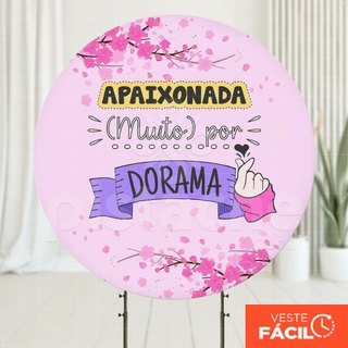 Painel de Festa Dorama Redondo Decoração Em Tecido 1,50m Com Elástico