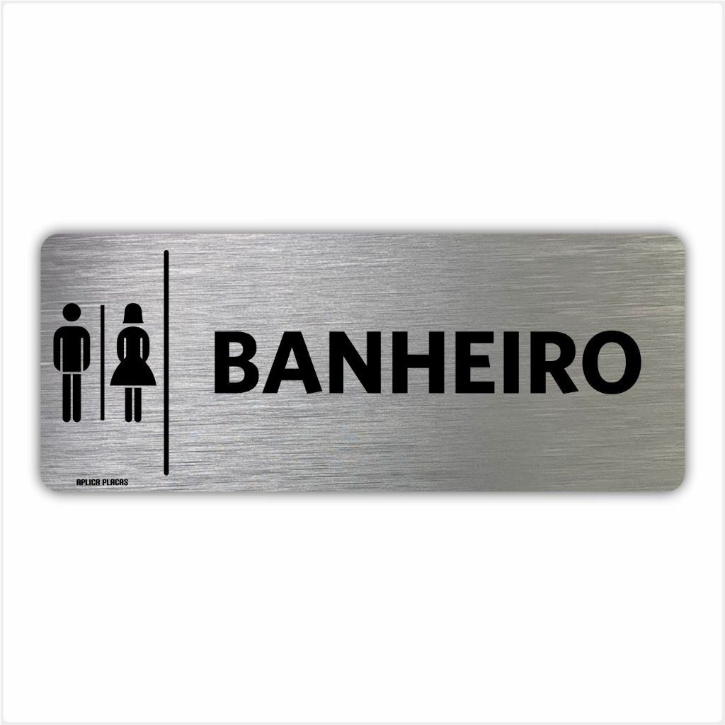 Placa Banheiro Feminino Masculino - 8x20cm - Sinalização Porta Condomínio Comércio Sanitário Unissex em Oferta na Shopee