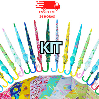 KIT 10 Guarda Chuva Infantil Sombrinha para menino e menina automatico com apito estampado em Oferta na Shopee